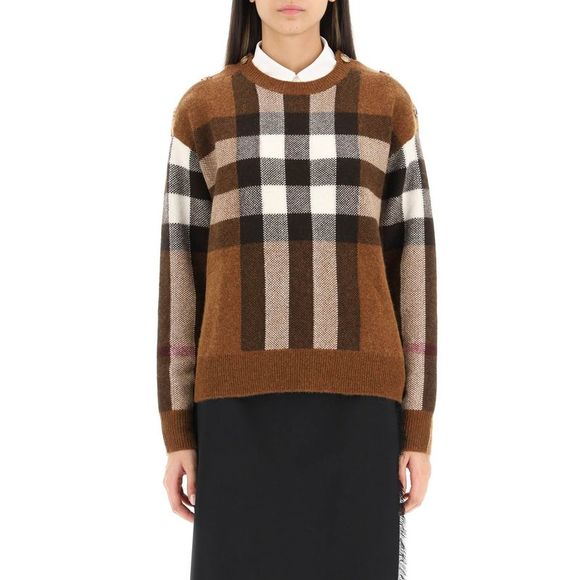 Burberry 'Darla' Exaggerated Check Sweater In Wool And Cashmere - Picture 2 of 4
